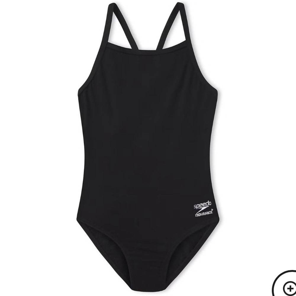 Speedo Girls' Solid Endurance+ Flyback Training One Piece Swimsuit Black, Size 6